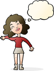 cartoon woman only joking with thought bubble