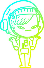 cold gradient line drawing cartoon astronaut woman