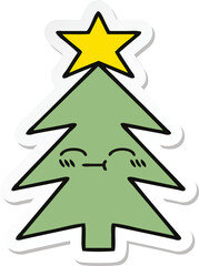 Fototapeta premium sticker of a cute cartoon christmas tree