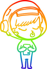 rainbow gradient line drawing cartoon pretty astronaut girl