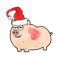 textured cartoon christmas pig