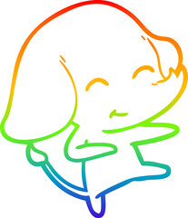 rainbow gradient line drawing cute cartoon elephant