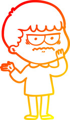 warm gradient line drawing cartoon angry man