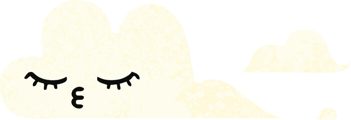 retro illustration style cartoon white cloud