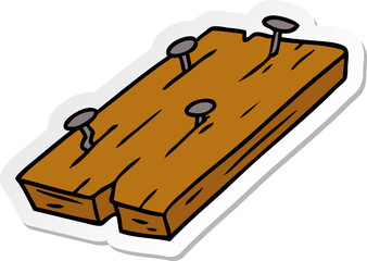 sticker cartoon doodle of nails in a board