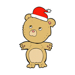 cartoon bear in christmas hat