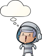 cartoon astronaut man and thought bubble in smooth gradient style