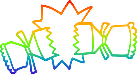 Fototapeta na wymiar rainbow gradient line drawing cartoon exploding cracker