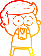 warm gradient line drawing cartoon happy man