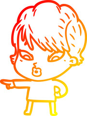 warm gradient line drawing cartoon woman