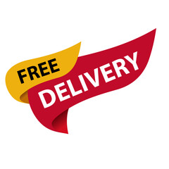 Free delivery banner label design, free delivery flag vector illustration.