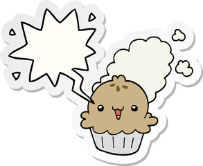 cute cartoon pie and speech bubble sticker