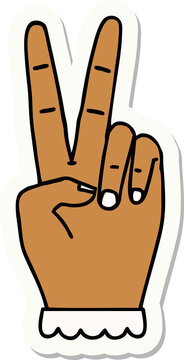 peace symbol two finger hand gesture sticker
