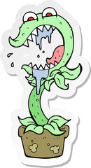 sticker of a cartoon carnivorous plant
