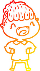 warm gradient line drawing cartoon happy boy laughing