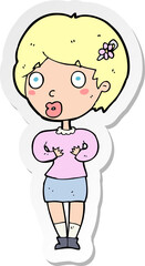 sticker of a cartoon surprised woman