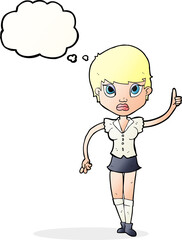 cartoon pretty woman with idea with thought bubble