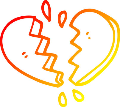 recommend clip art: warm gradient line drawing cartoon broken heart