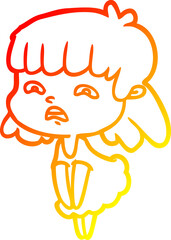 warm gradient line drawing cartoon worried woman