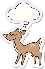 cartoon deer and thought bubble as a printed sticker