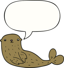 cartoon seal and speech bubble