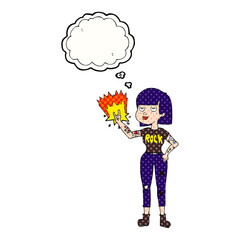 thought bubble cartoon rock girl