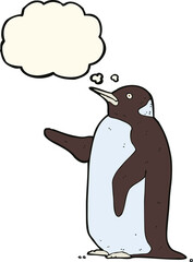 cartoon penguin with thought bubble