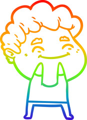 rainbow gradient line drawing cartoon friendly man