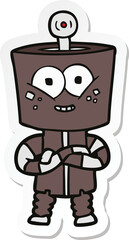 sticker of a happy cartoon robot