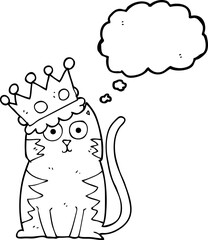 thought bubble cartoon cat with crown