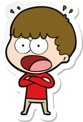 Obraz premium sticker of a cartoon shocked man