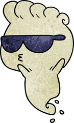 textured cartoon of kawaii scary ghost