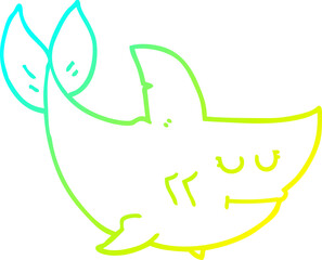 cold gradient line drawing cartoon shark