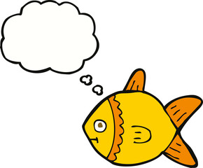 cartoon fish with thought bubble