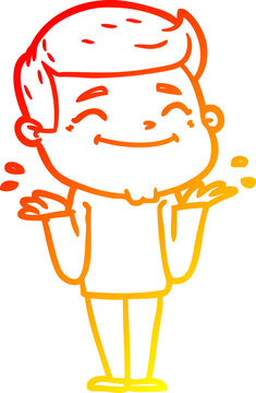 recommend clip art: warm gradient line drawing happy cartoon man shrugging
