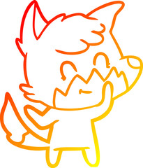 warm gradient line drawing cartoon friendly fox