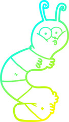 cold gradient line drawing funny cartoon caterpillar
