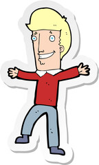 sticker of a cartoon happy man