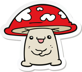 sticker of a cartoon mushroom character