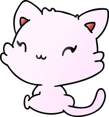 gradient cartoon of cute kawaii kitten