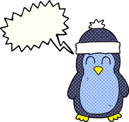 comic book speech bubble cartoon penguin