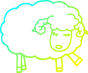 cold gradient line drawing cartoon cute sheep