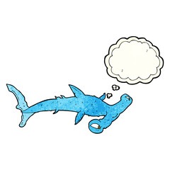 cartoon hammerhead shark with thought bubble