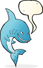 funny cartoon shark with speech bubble