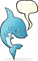 Foto auf Alu-Dibond funny cartoon shark with speech bubble © lineartestpilot
