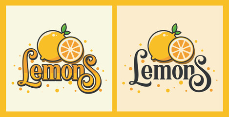 fresh lemon fruit vector in flat style with dual display with colors