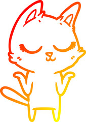 warm gradient line drawing calm cartoon cat