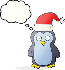 thought bubble cartoon christmas penguin