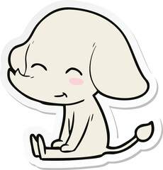 sticker of a cute cartoon elephant sitting