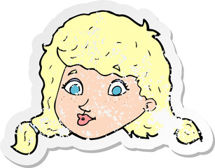 Obraz premium retro distressed sticker of a face